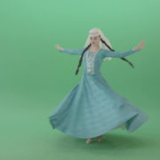 Iberian-Colchis-Woman-spinning-Georgian-Perkhuli-dance-in-blue-dress-isolated-on-Green-Screen-4K-Video-Footage-1920_009 Green Screen Stock