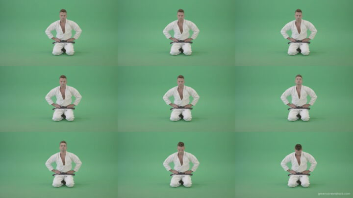 Jujutsu-Sport-man-meditating-and-breathing-slowly-isolated-on-green-screen-4K-Video-Footage-1920 Green Screen Stock