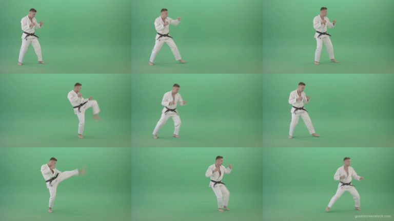 Jujutsu-Sportman-training-isolated-on-green-screen-4K-Video-Footage-1920 Green Screen Stock