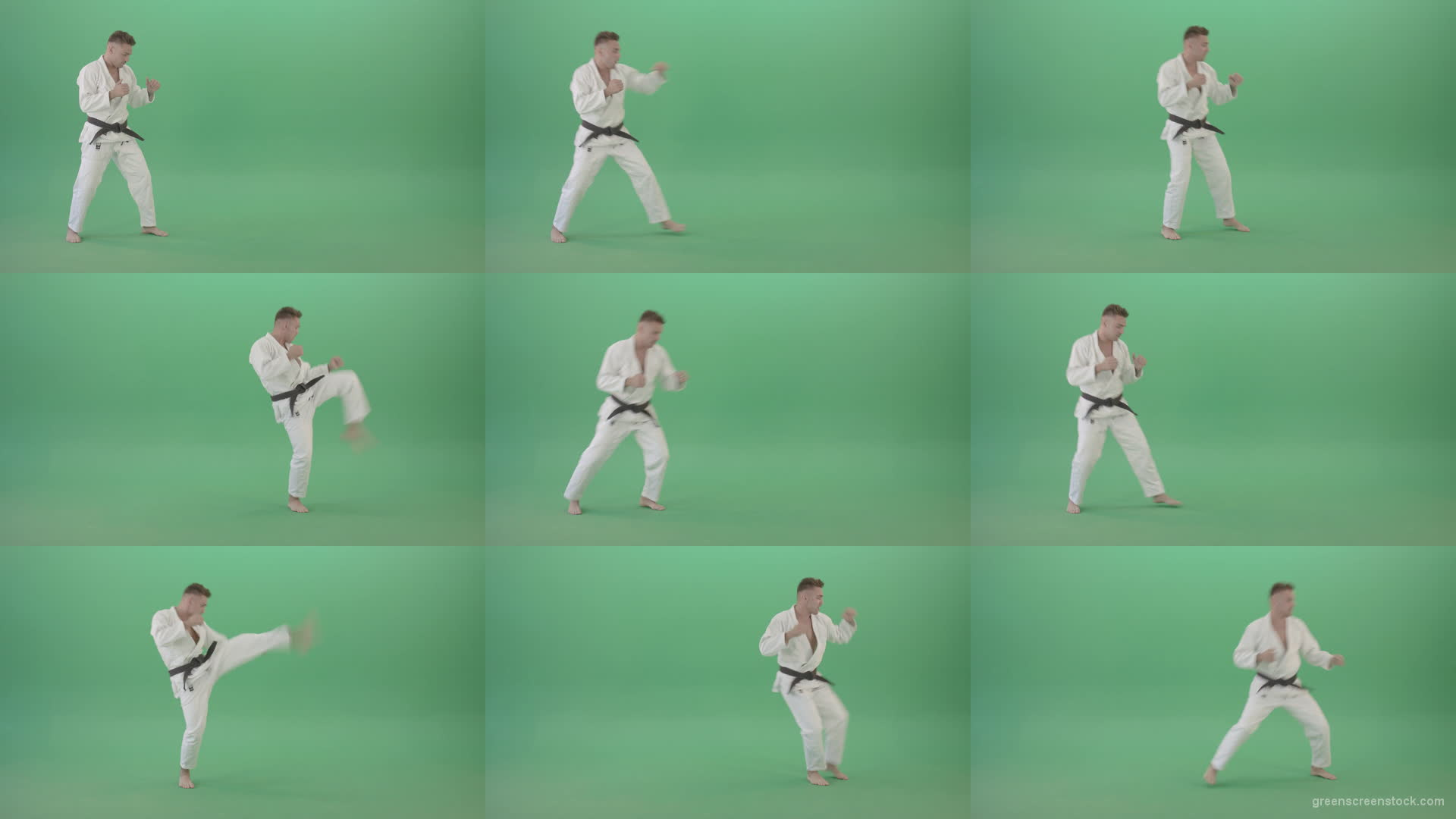 Jujutsu-Sportman-training-isolated-on-green-screen-4K-Video-Footage-1920 Green Screen Stock