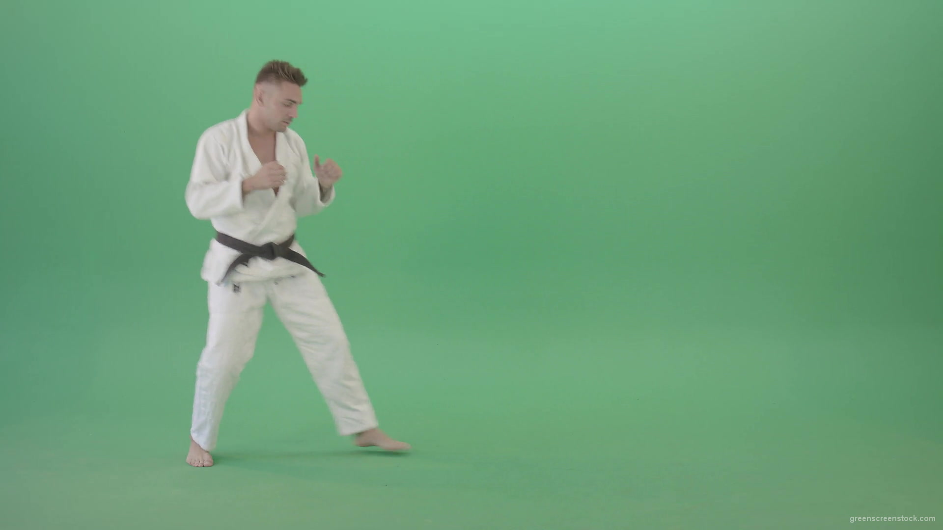 Jujutsu-Sportman-training-isolated-on-green-screen-4K-Video-Footage-1920_006 Green Screen Stock