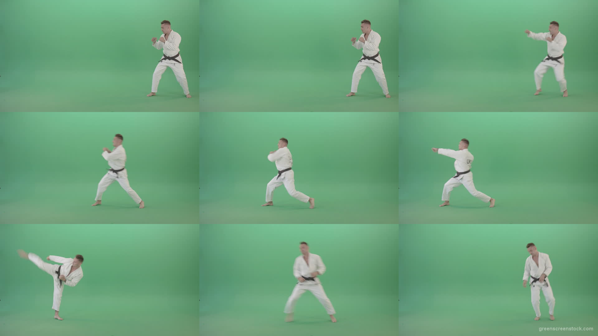 Karate-Sport-man-make-side-kick-isolated-on-green-screen-4K-Video-Footage-1920 Green Screen Stock