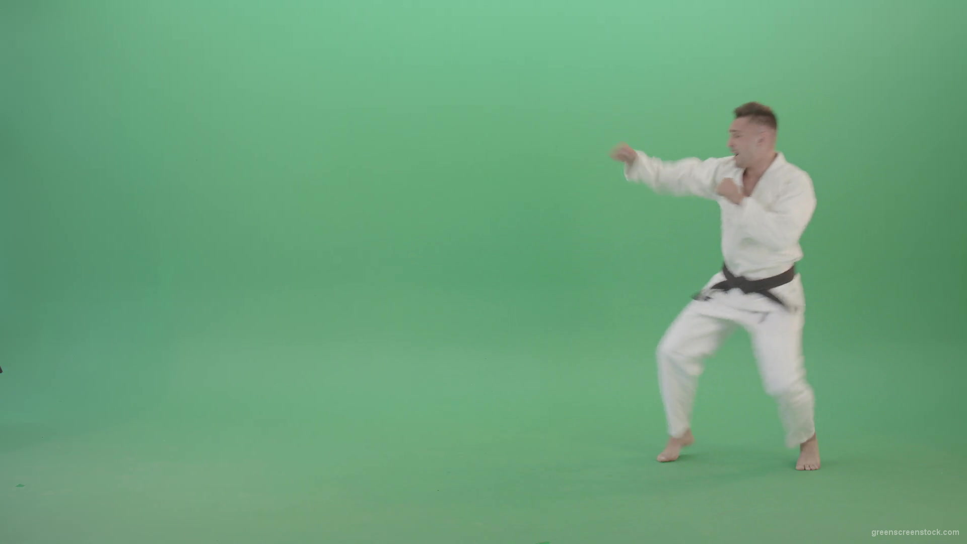 vj video background Karate-Sport-man-make-side-kick-isolated-on-green-screen-4K-Video-Footage-1920_003