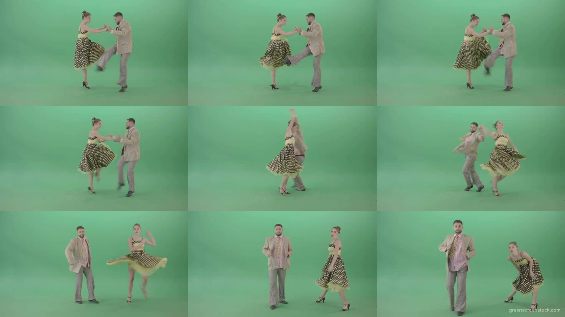 Lovely-couple-jumping-in-Boogie-woogie-dance-isolated-on-Green-Screen-4K-Video-Stock-Footage-1920 Green Screen Stock