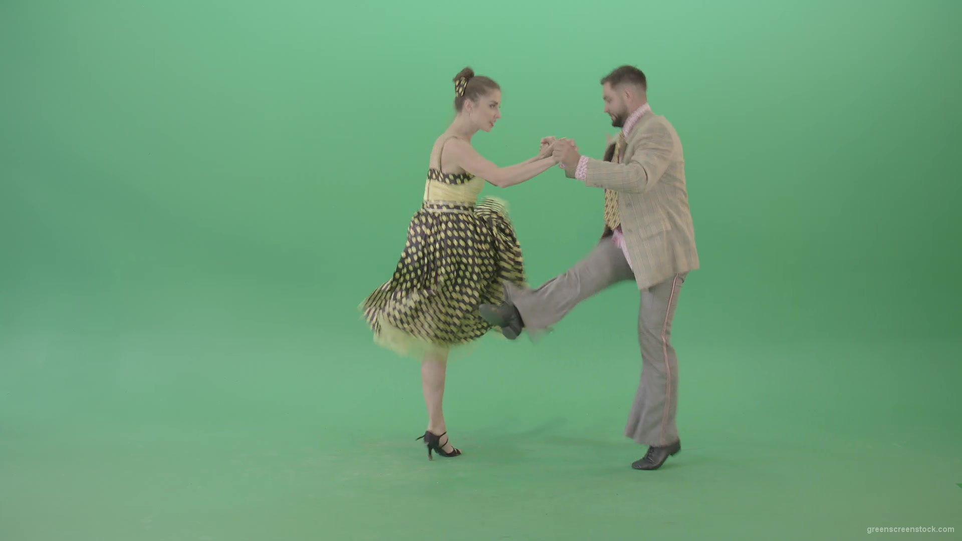 Lovely-couple-jumping-in-Boogie-woogie-dance-isolated-on-Green-Screen-4K-Video-Stock-Footage-1920_002 Green Screen Stock