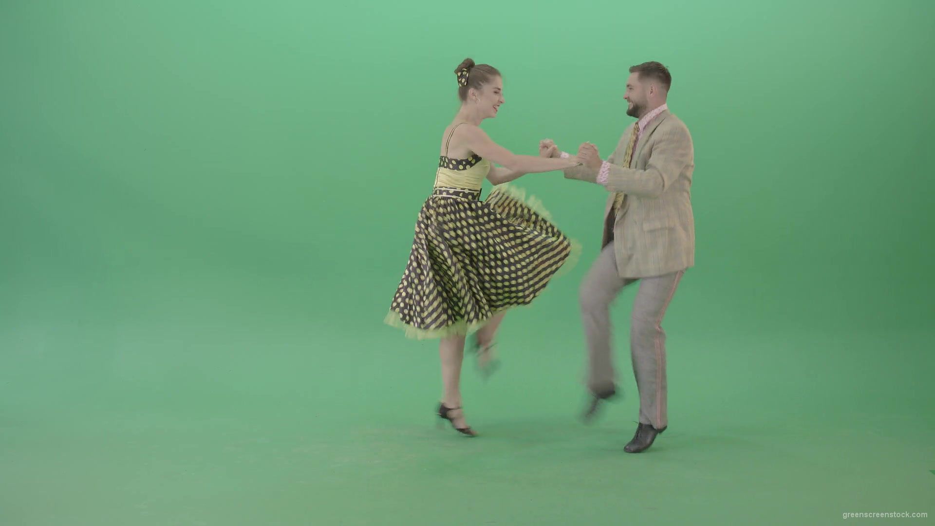Lovely-couple-jumping-in-Boogie-woogie-dance-isolated-on-Green-Screen-4K-Video-Stock-Footage-1920_004 Green Screen Stock