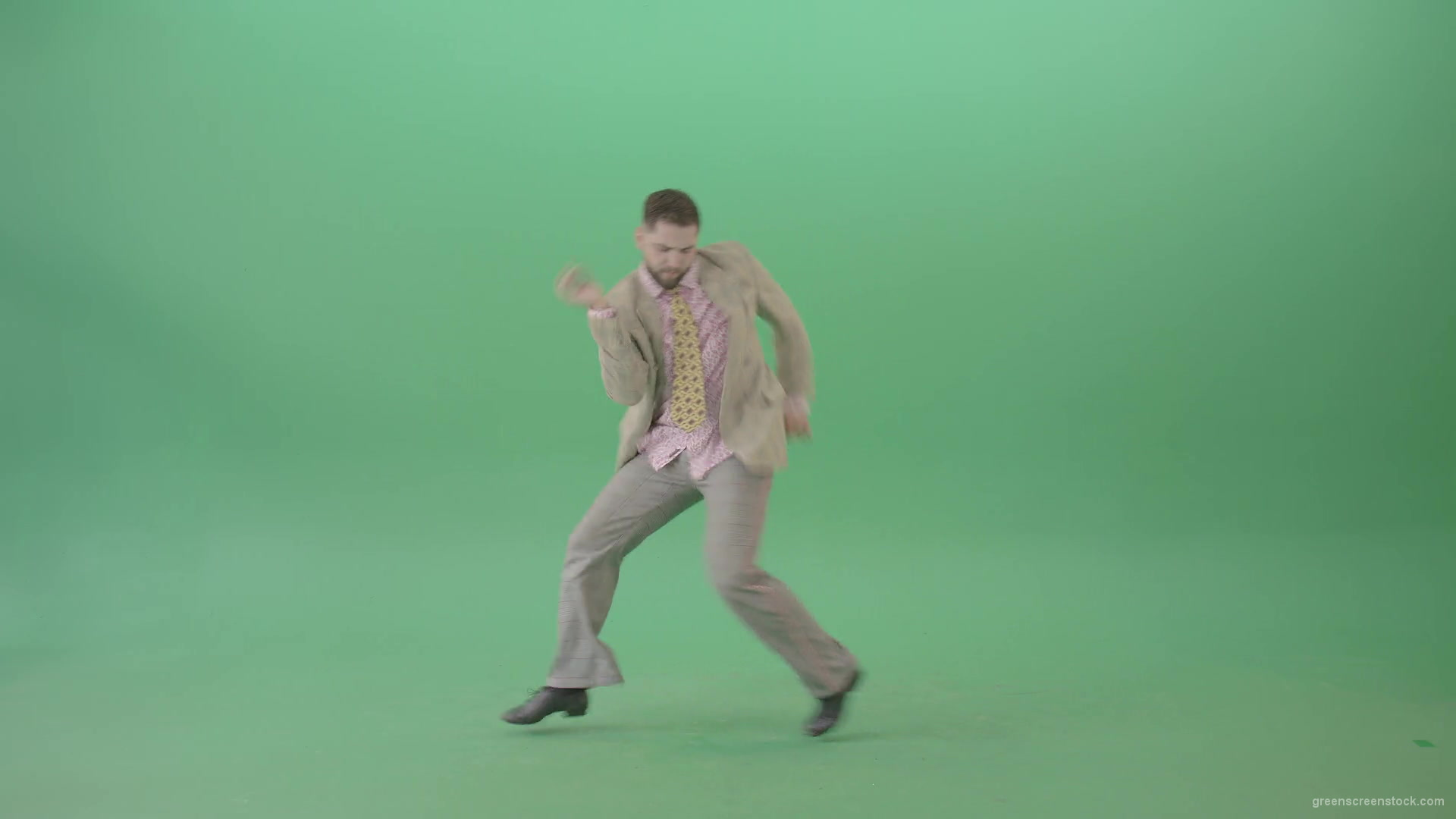 Man-dancing-shuffle-jazz-swing-Boogie-woogie-and-jumping-isolated-over-Green-Screen-4K-Video-Footage-1920_004 Green Screen Stock