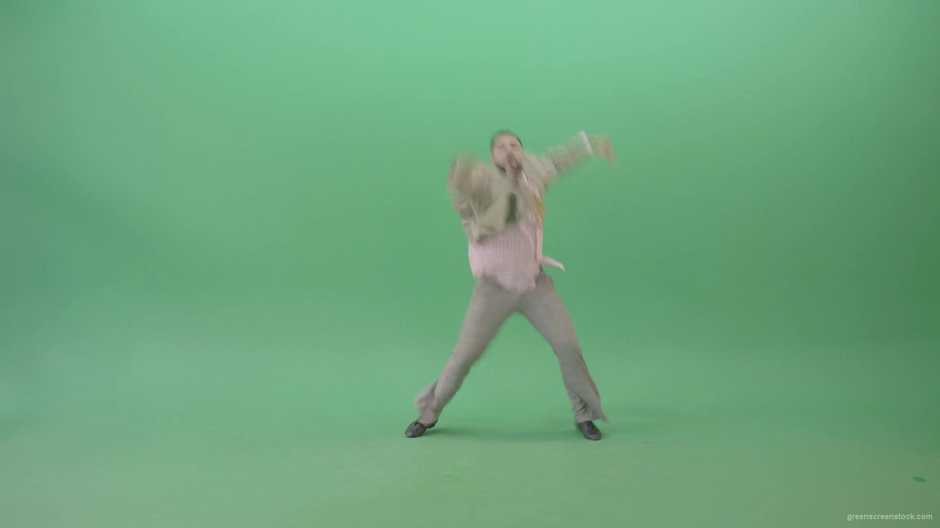 Man-dancing-shuffle-jazz-swing-Boogie-woogie-and-jumping-isolated-over-Green-Screen-4K-Video-Footage-1920_009 Green Screen Stock