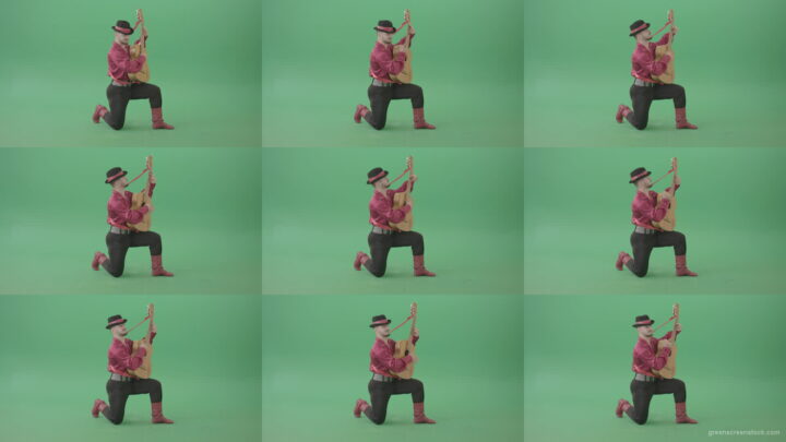 Man-in-Gipsy-costume-playing-love-song-on-guitar-isolated-on-green-screen-4K-Video-Footage-1920 Green Screen Stock