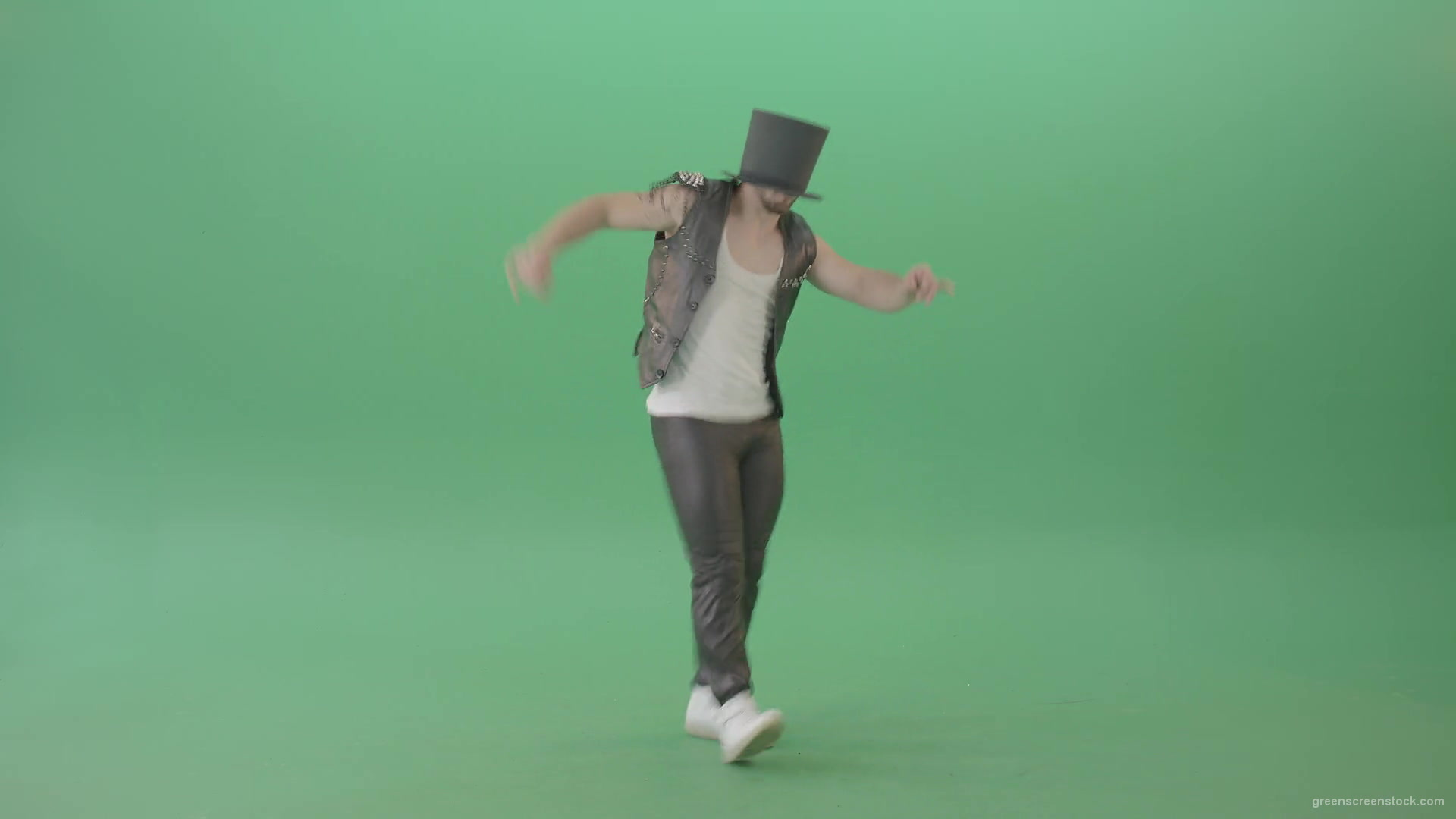 Man-in-black-Busines-Cylinder-Hat-dancing-and-jumping-in-Shuffle-dance-isolated-on-Green-Screen-4K-Video-Footage-1920_005 Green Screen Stock