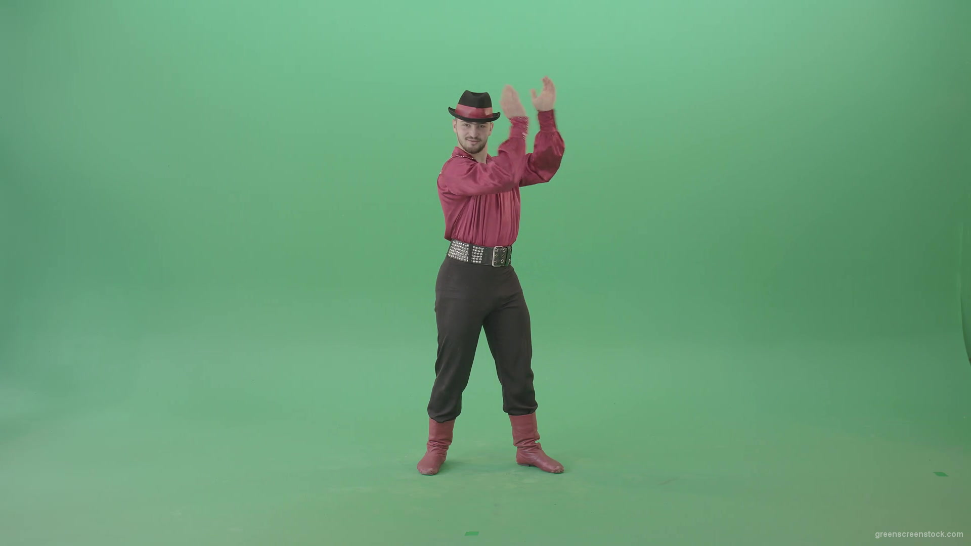 Modovian-Balkan-Gipsy-man-clapping-hands-isolalated-on-green-screen-4K-Video-Footage-1920_004 Green Screen Stock