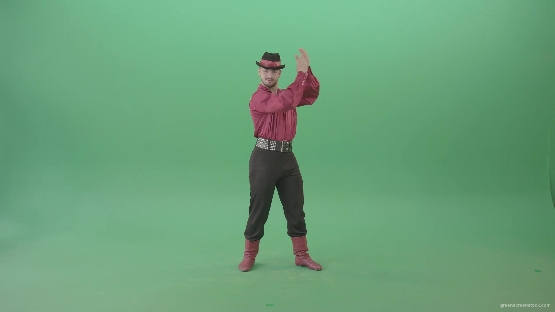 Modovian-Balkan-Gipsy-man-clapping-hands-isolalated-on-green-screen-4K-Video-Footage-1920_006 Green Screen Stock