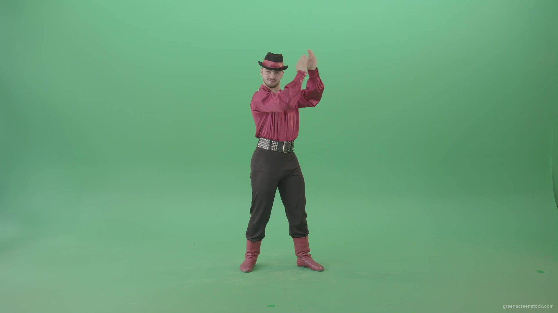 Modovian-Balkan-Gipsy-man-clapping-hands-isolalated-on-green-screen-4K-Video-Footage-1920_009 Green Screen Stock