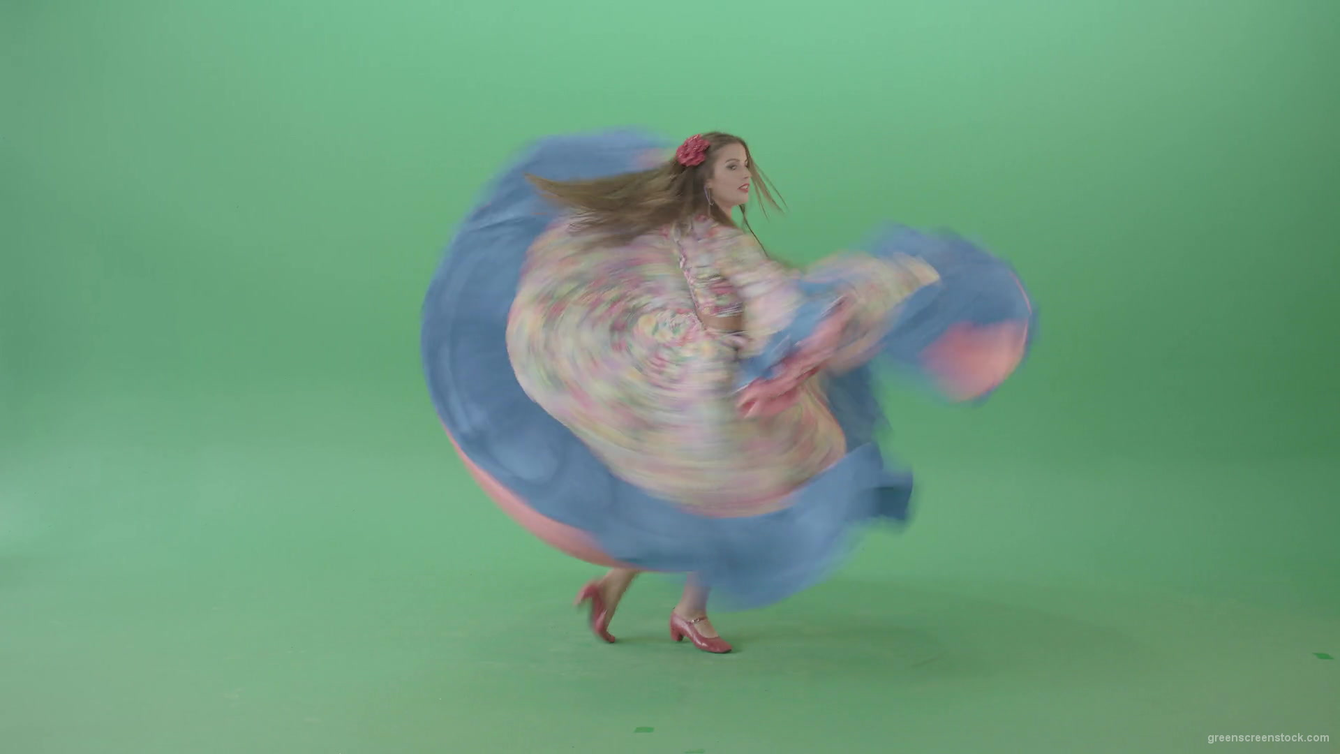 Roma-gipsy-woman-dancing-in-colorful-costume-isolated-on-Green-Screen-4K-Video-Footage-1920_008 Green Screen Stock