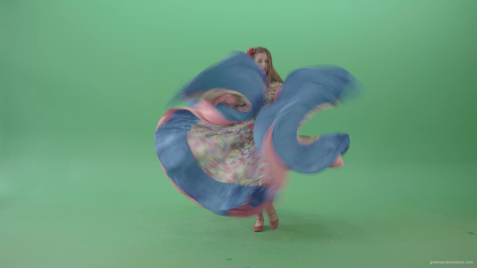 Roma-gipsy-woman-dancing-in-colorful-costume-isolated-on-Green-Screen-4K-Video-Footage-1920_009 Green Screen Stock