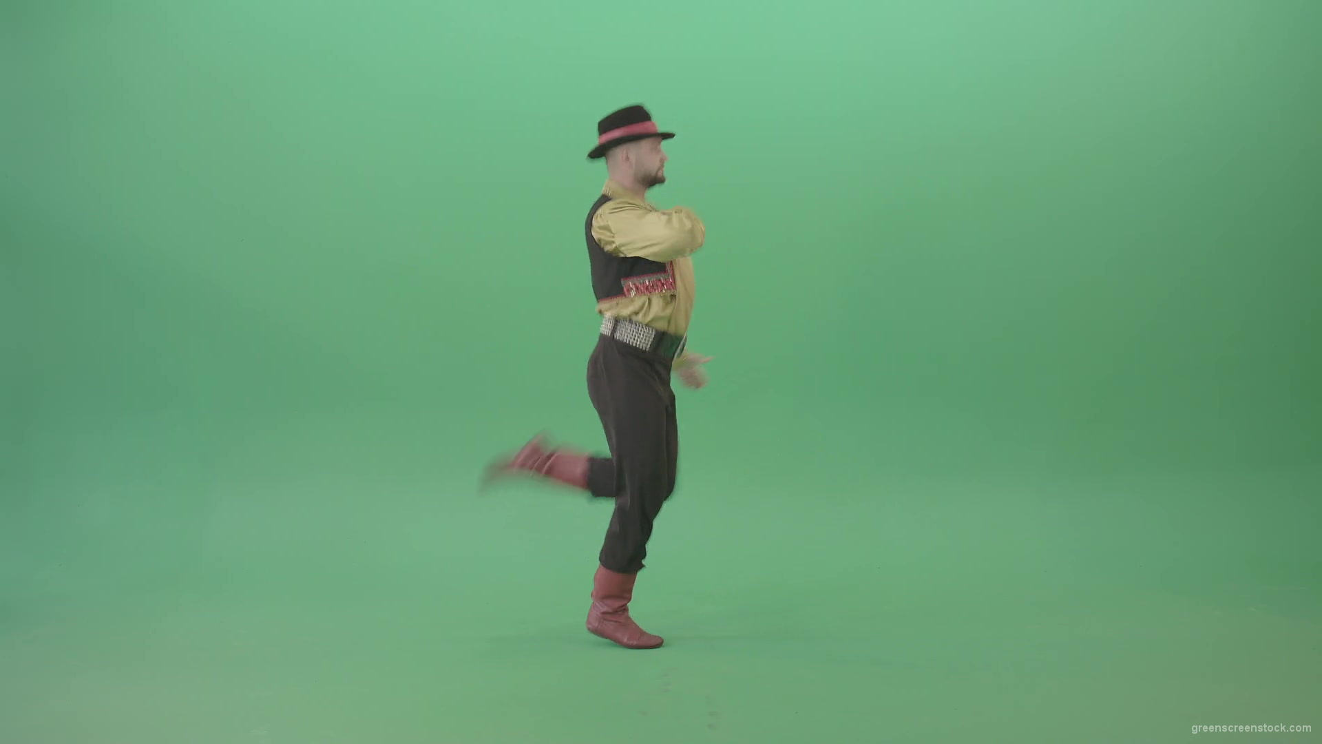 Romanian-Gypsy-Man-dancing-with-clapping-hand-with-side-view-isolated-4K-Green-Screen-Video-Footage-1920_002 Green Screen Stock