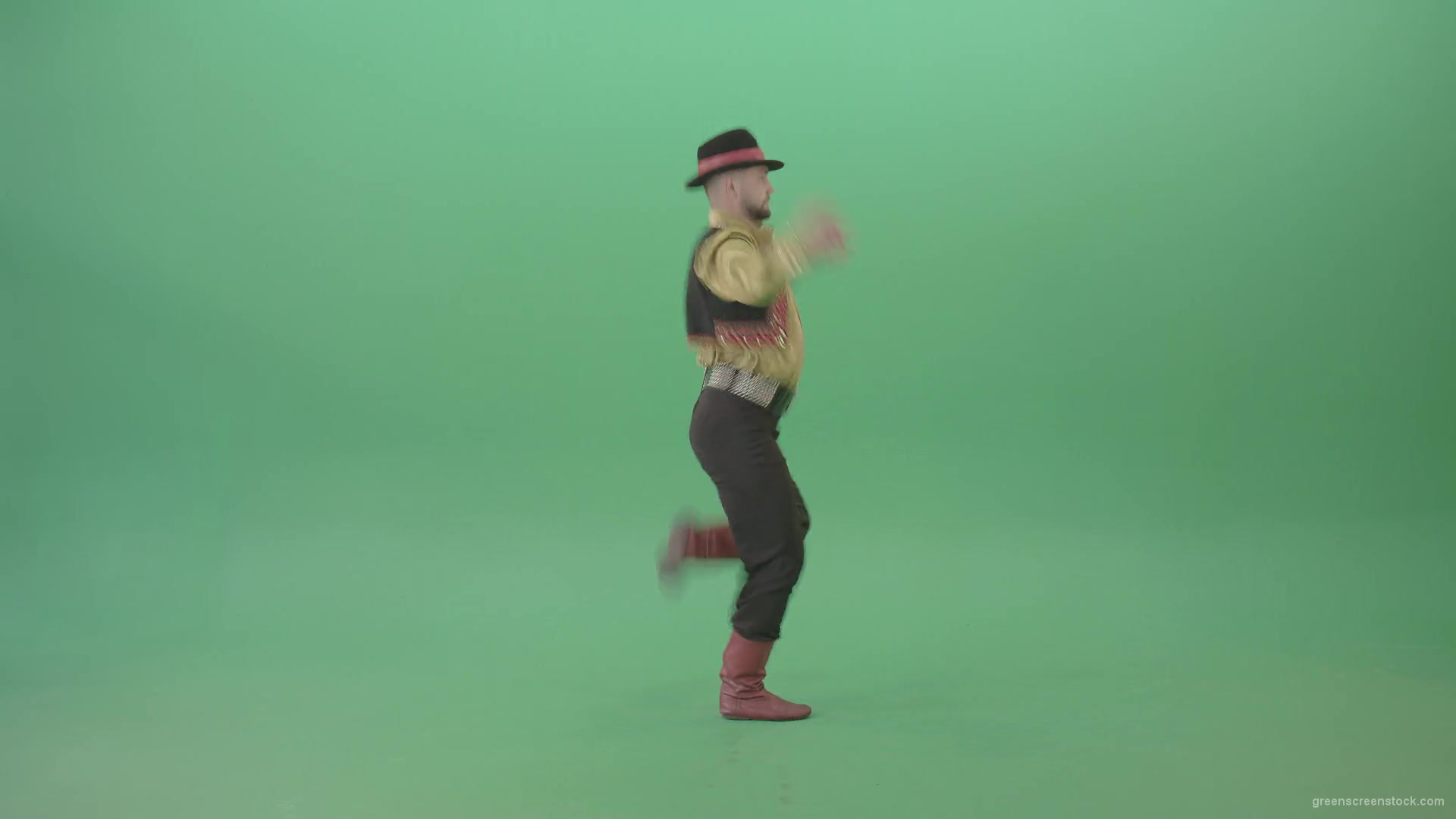 Romanian-Gypsy-Man-dancing-with-clapping-hand-with-side-view-isolated-4K-Green-Screen-Video-Footage-1920_009 Green Screen Stock
