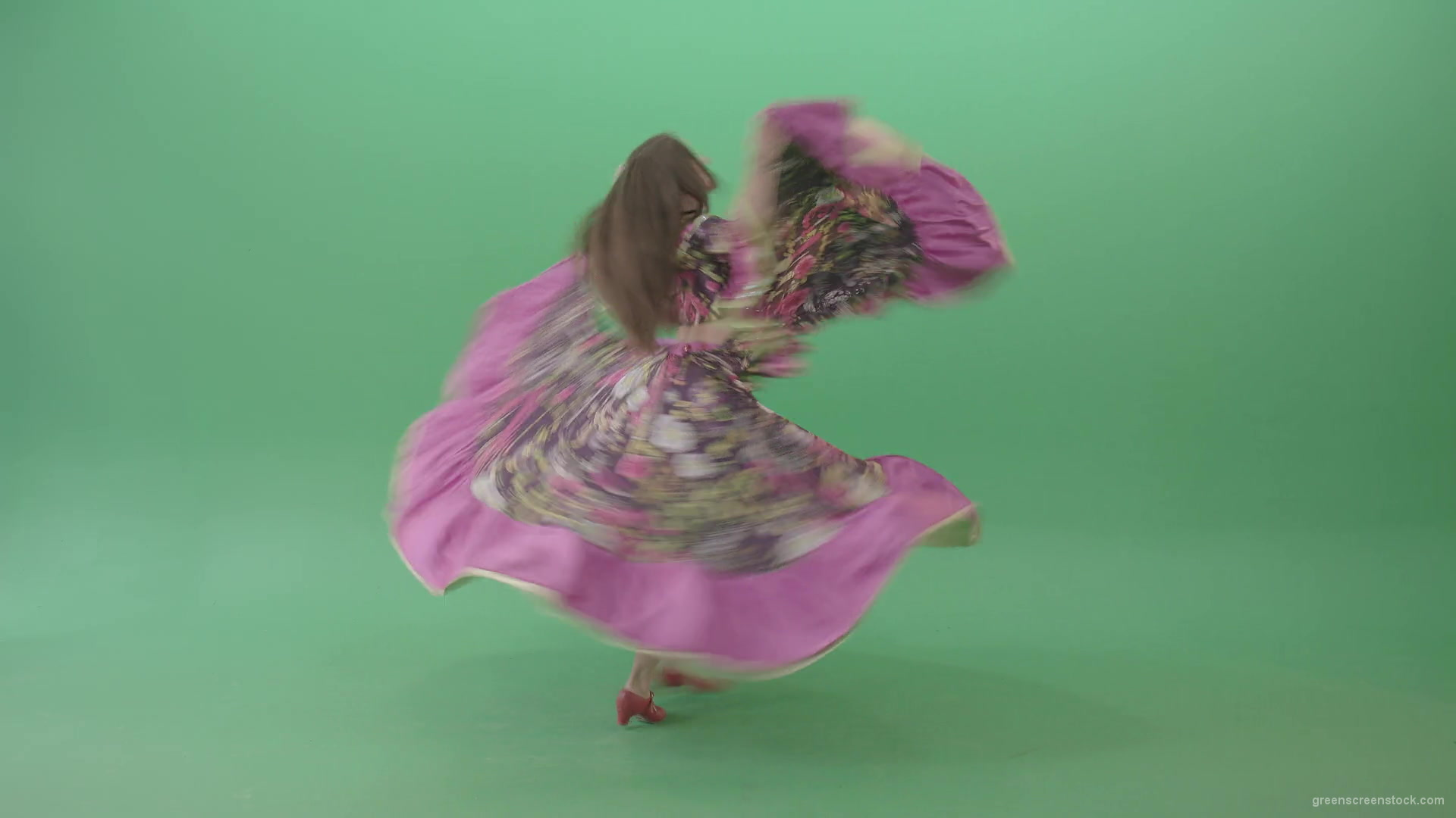 Romatic-moldova-girl-dancing-in-roma-gypsy-dress-isolated-on-green-screen-4K-stock-video-footage-1920_008 Green Screen Stock