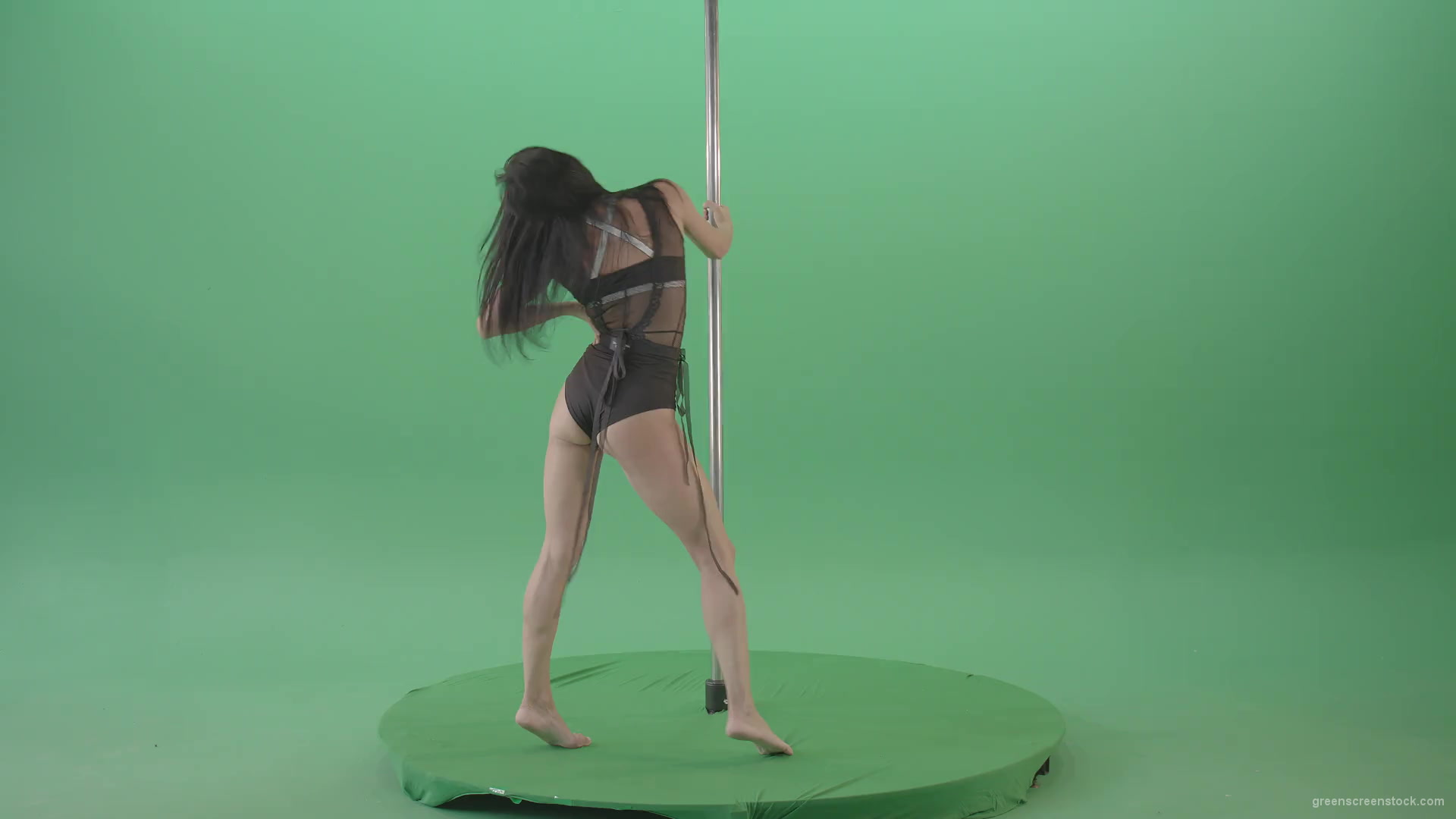 Sexy-girl-in-Lingerie-wear-dancing-strip-pole-dance-isolated-on-green-screen-4K-Video-Footage-1920_001 Green Screen Stock