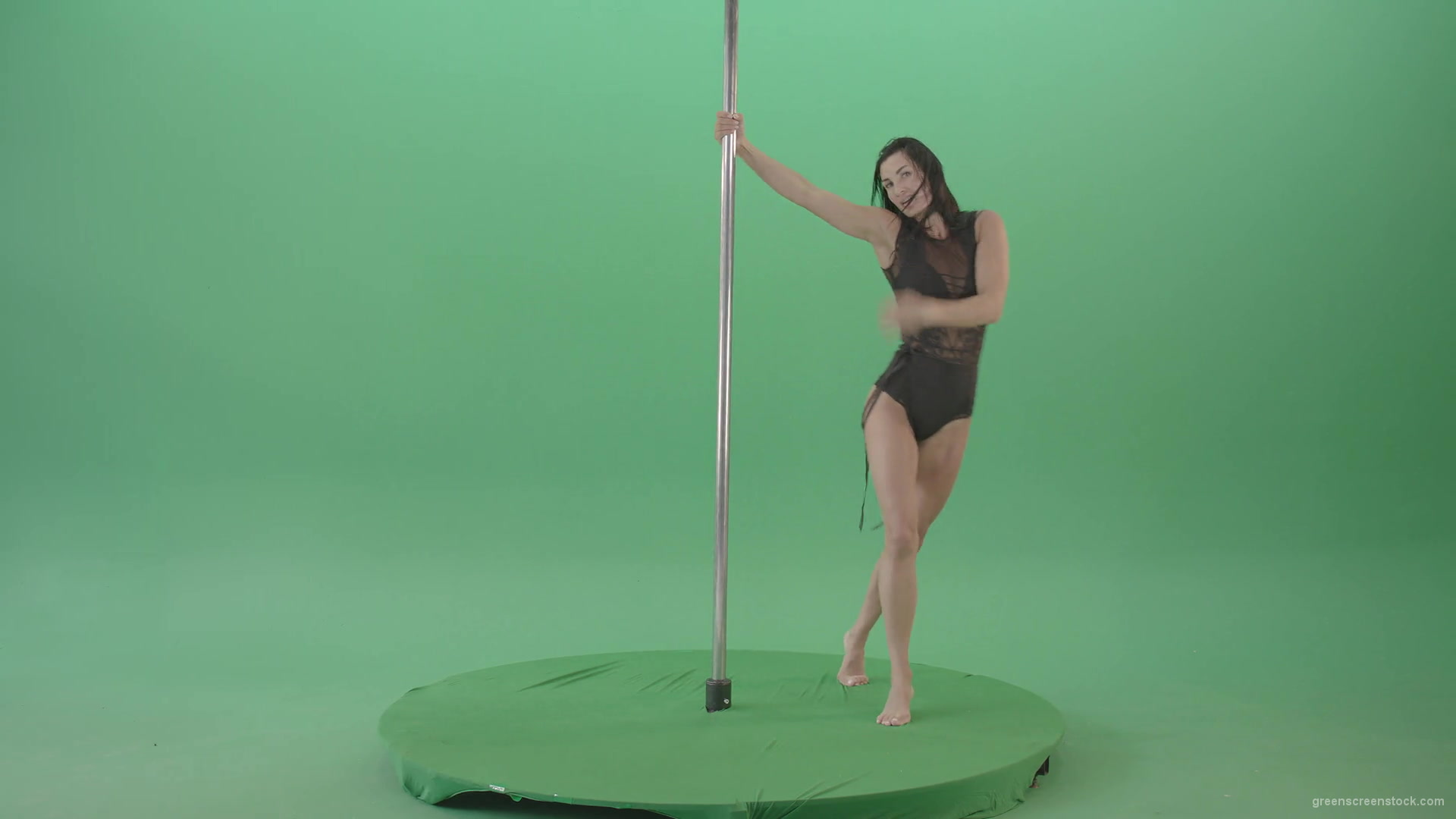 Sexy-girl-in-Lingerie-wear-dancing-strip-pole-dance-isolated-on-green-screen-4K-Video-Footage-1920_007 Green Screen Stock