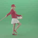 vj video background Side-view-marching-girl-play-white-snare-drum-in-red-uniform-on-green-screen-Video-Footage-1920_003