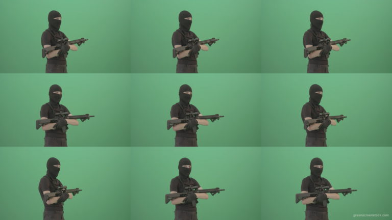 Soldier-man-with-weapon-looking-enemies-isolated-on-green-screen-4K-Video-Footage-1920 Green Screen Stock