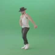Sport-Man-in-black-hat-dancing-and-marching-fast-isolated-over-Green-Screen-4K-Video-Footage-1920_004 Green Screen Stock