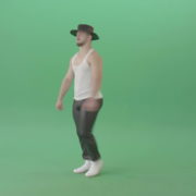 Sport-Man-in-black-hat-dancing-and-marching-fast-isolated-over-Green-Screen-4K-Video-Footage-1920_005 Green Screen Stock