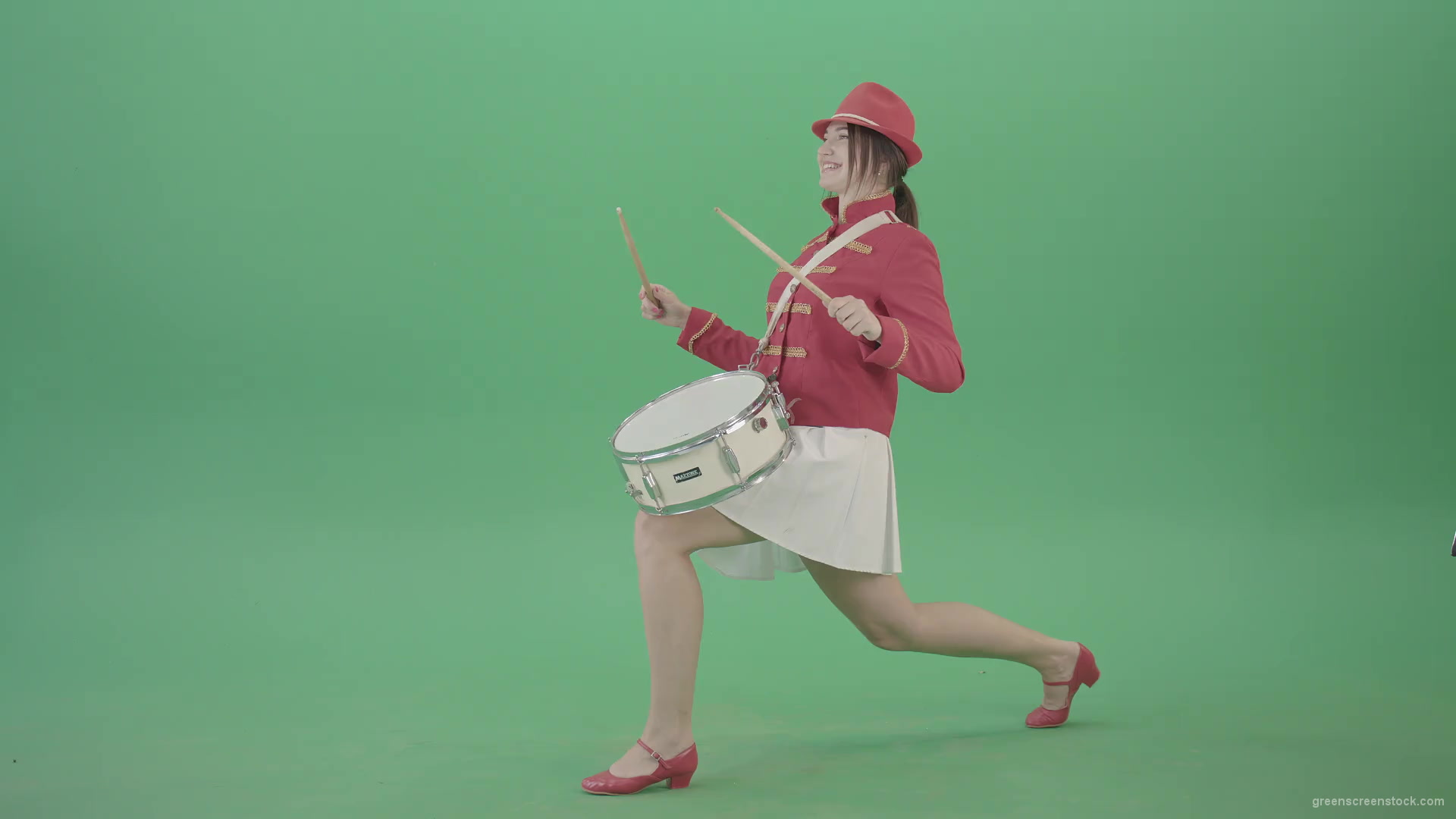 Stupid-funny-advertising-video-footage-with-drumming-girl-isolated-on-green-screen-4K-Video-Footage-1920_001 Green Screen Stock