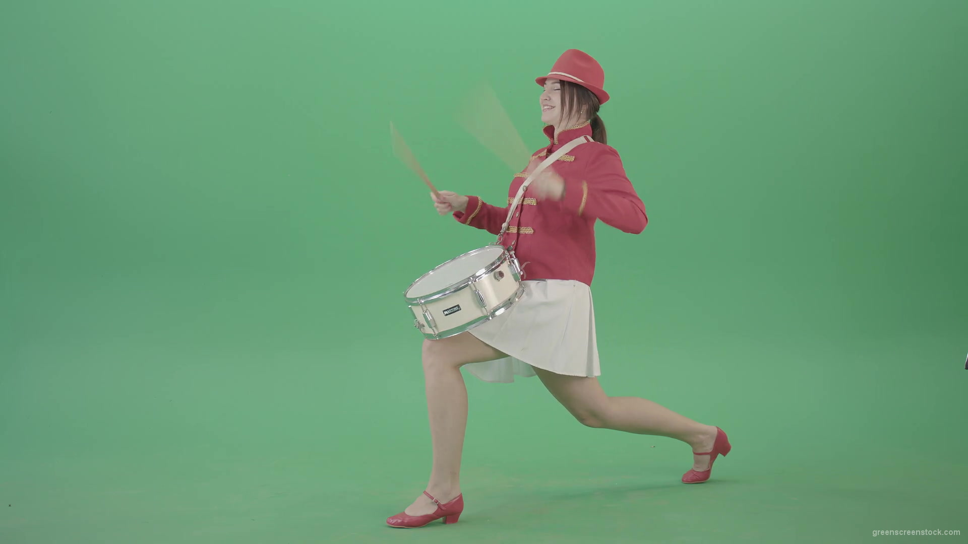 Stupid-funny-advertising-video-footage-with-drumming-girl-isolated-on-green-screen-4K-Video-Footage-1920_006 Green Screen Stock