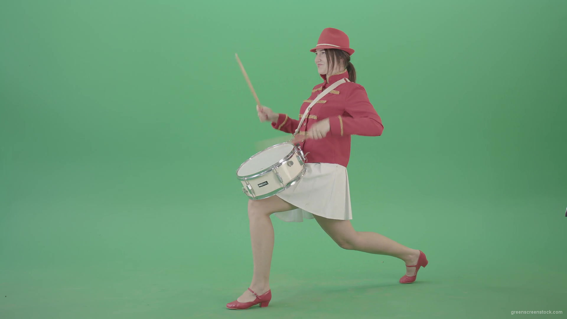 Stupid-funny-advertising-video-footage-with-drumming-girl-isolated-on-green-screen-4K-Video-Footage-1920_009 Green Screen Stock