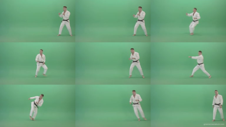 Super-Fighting-Combo-by-Jujutsu-man-in-side-view-isolated-on-green-screen-4K-Video-Footage-1920 Green Screen Stock
