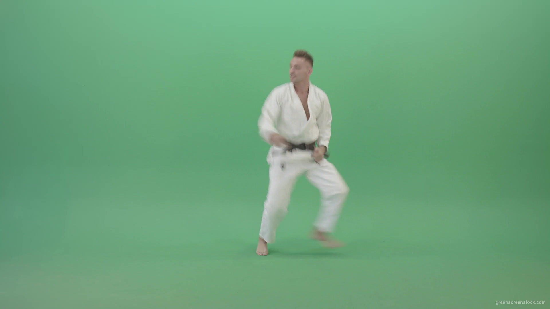 Super-Fighting-Combo-by-Jujutsu-man-in-side-view-isolated-on-green-screen-4K-Video-Footage-1920_004 Green Screen Stock
