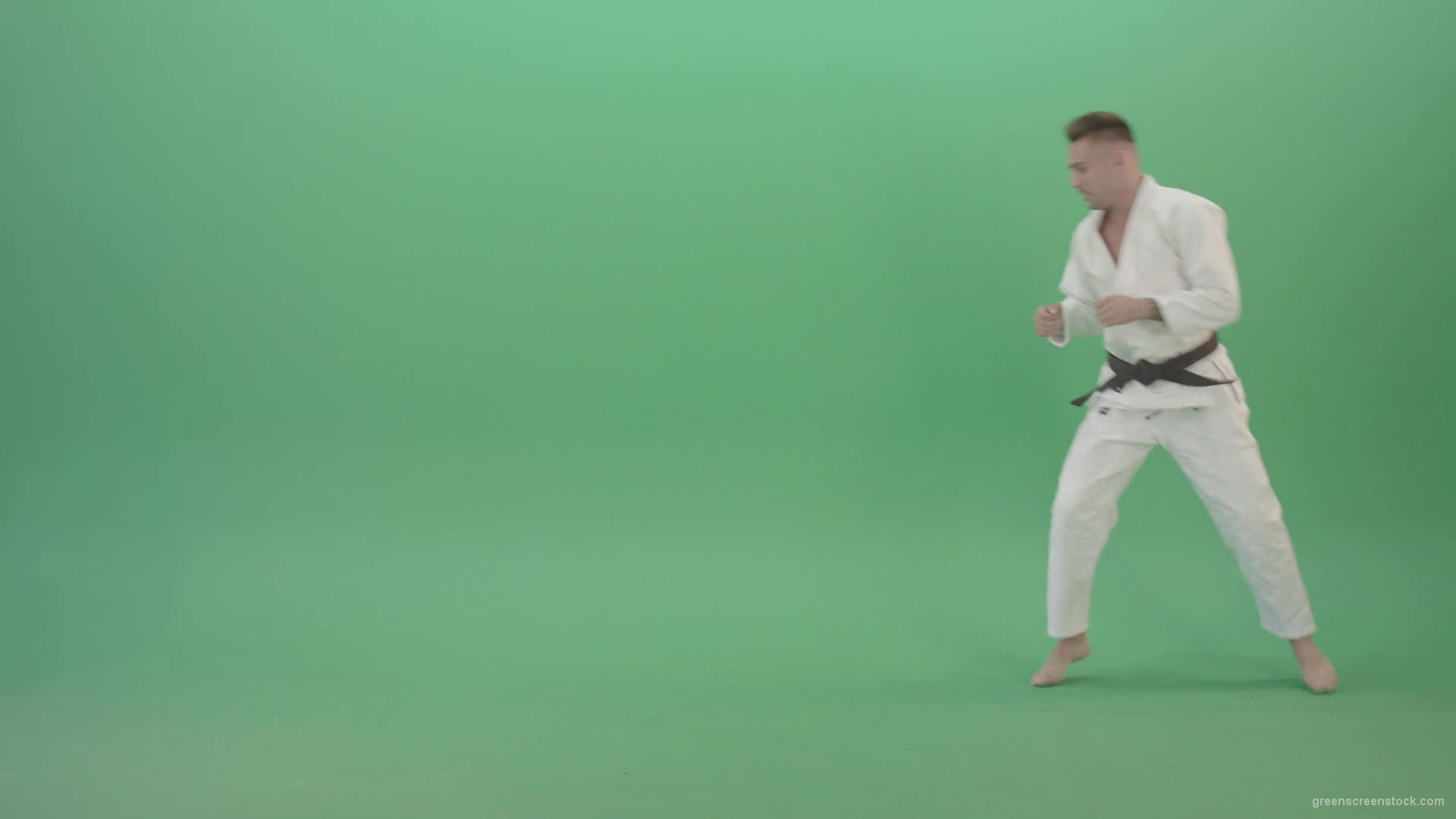 Super-Fighting-Combo-by-Jujutsu-man-in-side-view-isolated-on-green-screen-4K-Video-Footage-1920_005 Green Screen Stock