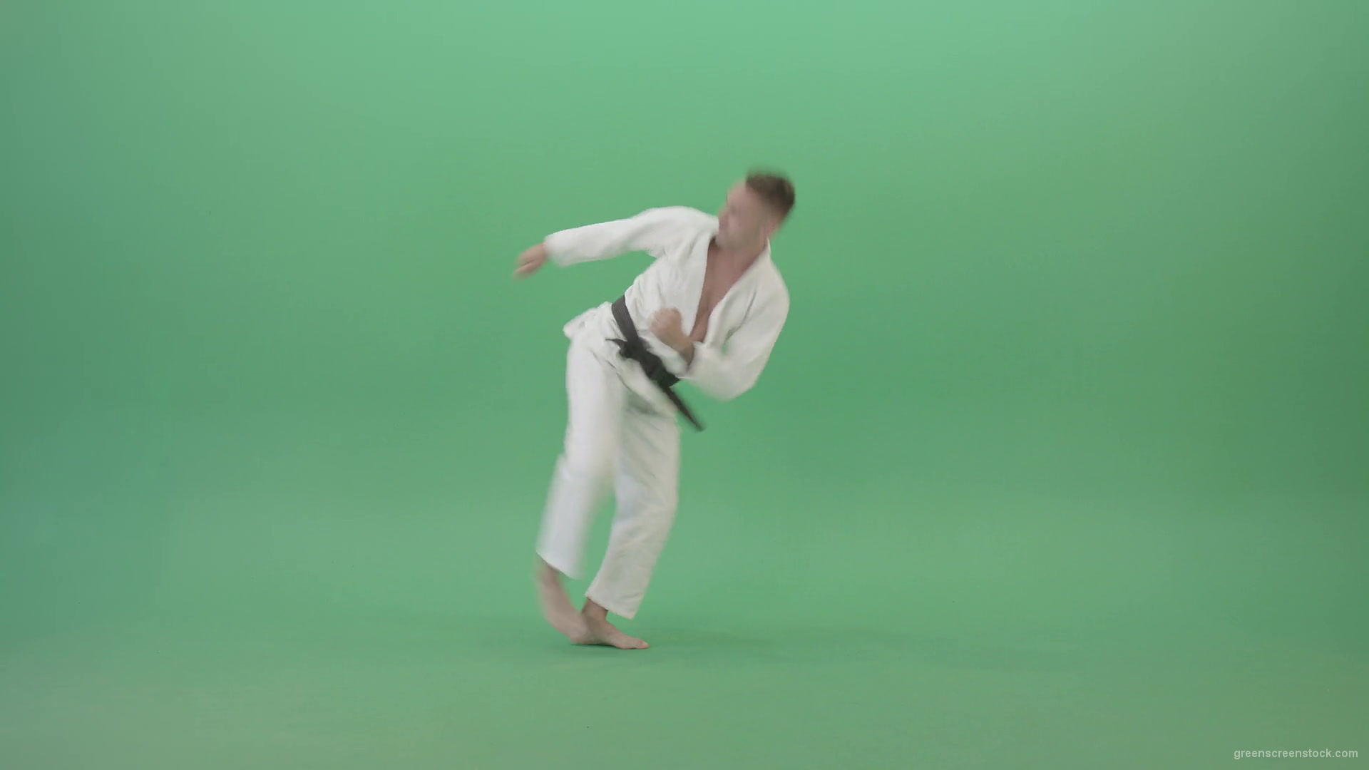 Super-Fighting-Combo-by-Jujutsu-man-in-side-view-isolated-on-green-screen-4K-Video-Footage-1920_007 Green Screen Stock