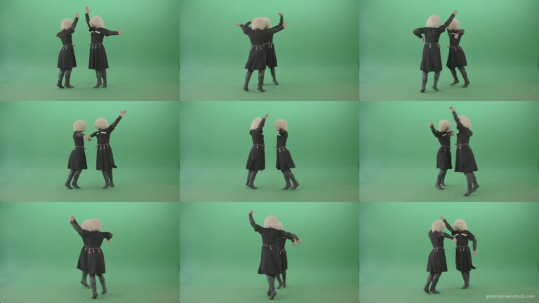 Two-man-dancing-Khorumi-folk-georgian-dance-isolated-on-Green-Screen-4K-Video-Footage-1920 Green Screen Stock