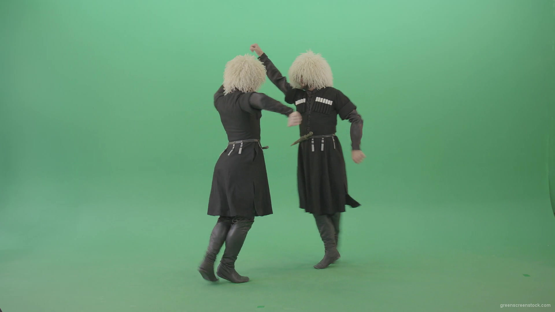 Two-man-dancing-Khorumi-folk-georgian-dance-isolated-on-Green-Screen-4K-Video-Footage-1920_009 Green Screen Stock