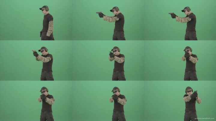 Young-boy-sodier-testin-small-pistol-gun-and-shooting-isolated-on-green-screen-4K-Video-Footage-1920 Green Screen Stock