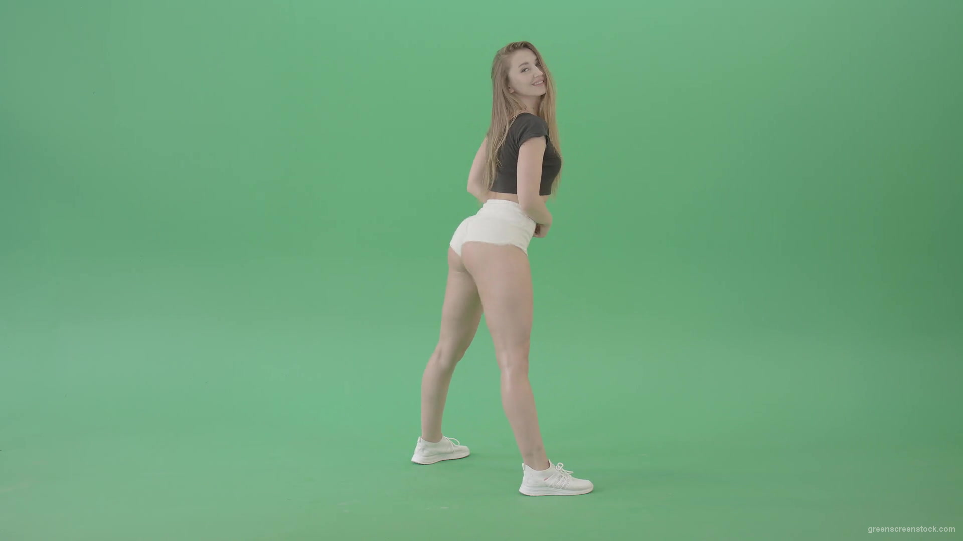 Amazing-young-woman-shaking-ass-in-side-view-twerking-dance-over-green-screen-4K-Video-Footage-1920_005 Green Screen Stock