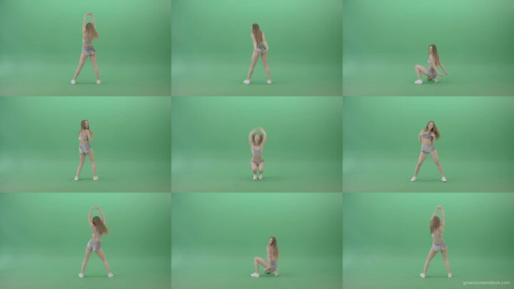 Amrican-girl-in-gray-dress-vellure-underwear-shaking-ass-in-twerk-dance-isolated-on-Green-Screen-4K-Video-Footage-1920 Green Screen Stock