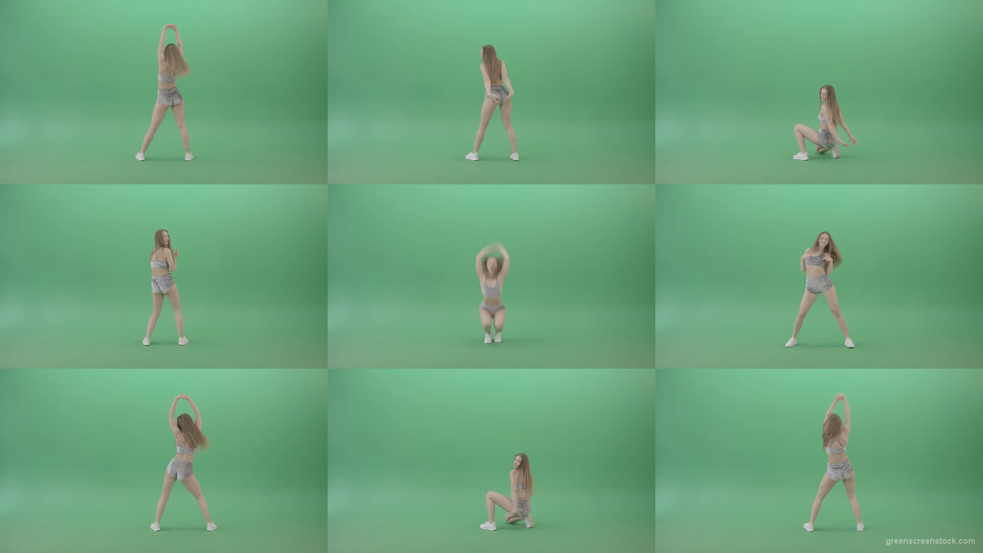 Amrican-girl-in-gray-dress-vellure-underwear-shaking-ass-in-twerk-dance-isolated-on-Green-Screen-4K-Video-Footage-1920 Green Screen Stock