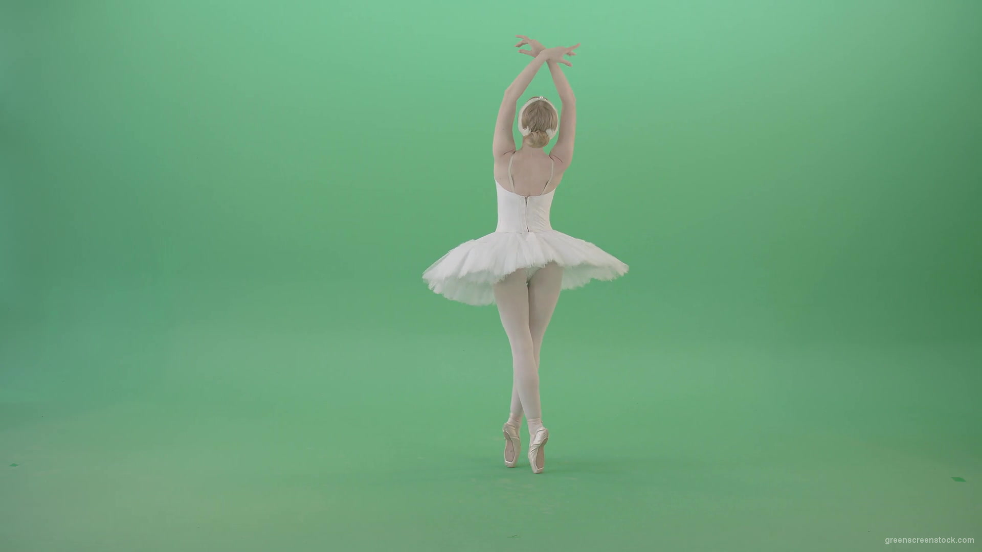 Back-side-view-ballet-dancing-tiny-girl-performs-in-green-screen-studio-4K-Video-Footage-1920_009 Green Screen Stock