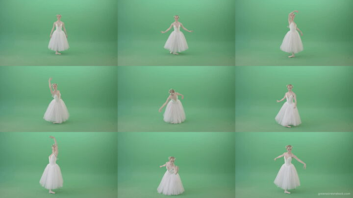 Ballet-Art-Princes-making-royal-regards-in-white-wedding-dress-isolated-on-green-screen-4K-Video-Footage-1920 Green Screen Stock