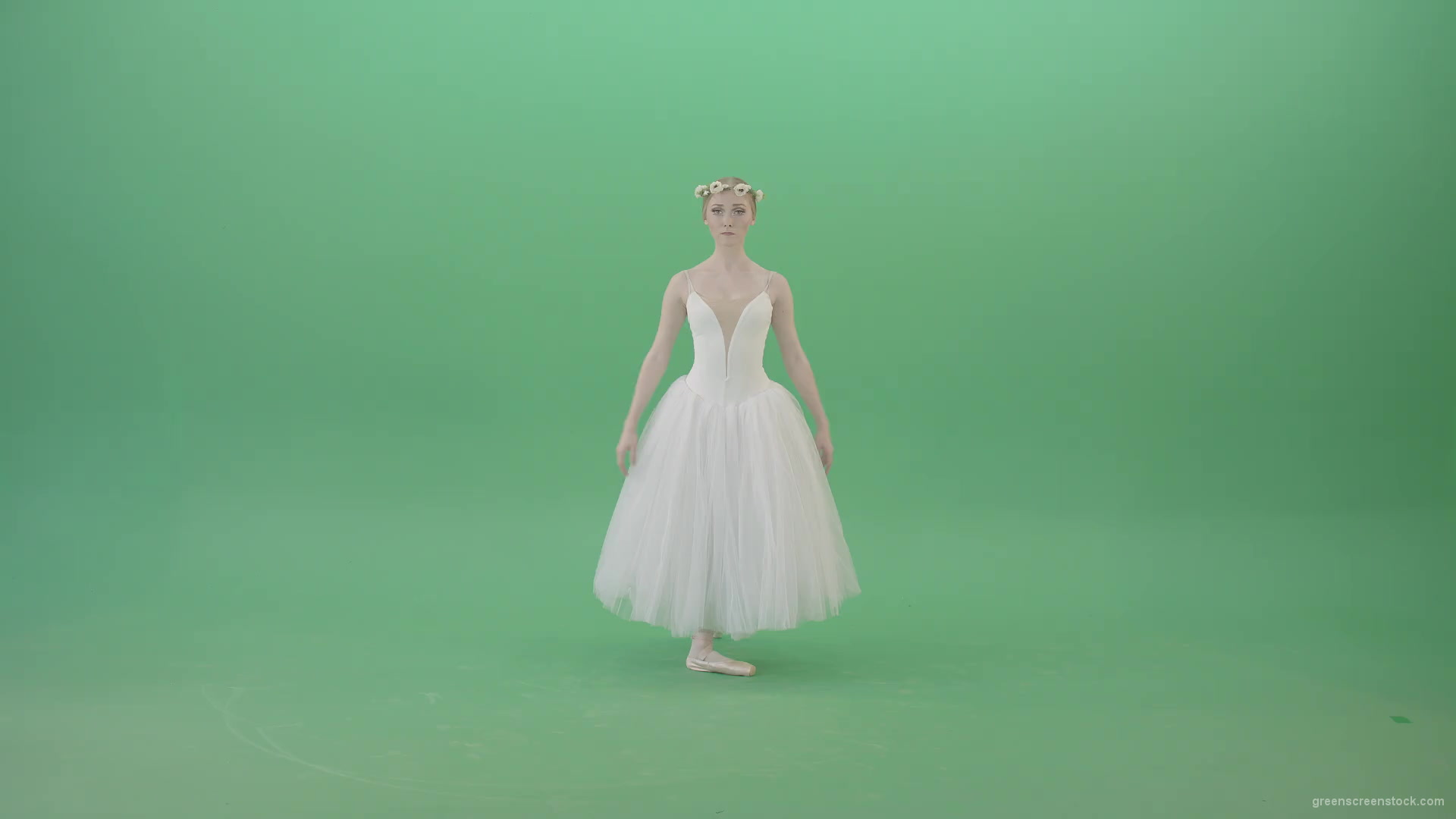 Ballet-Art-Princes-making-royal-regards-in-white-wedding-dress-isolated-on-green-screen-4K-Video-Footage-1920_001 Green Screen Stock