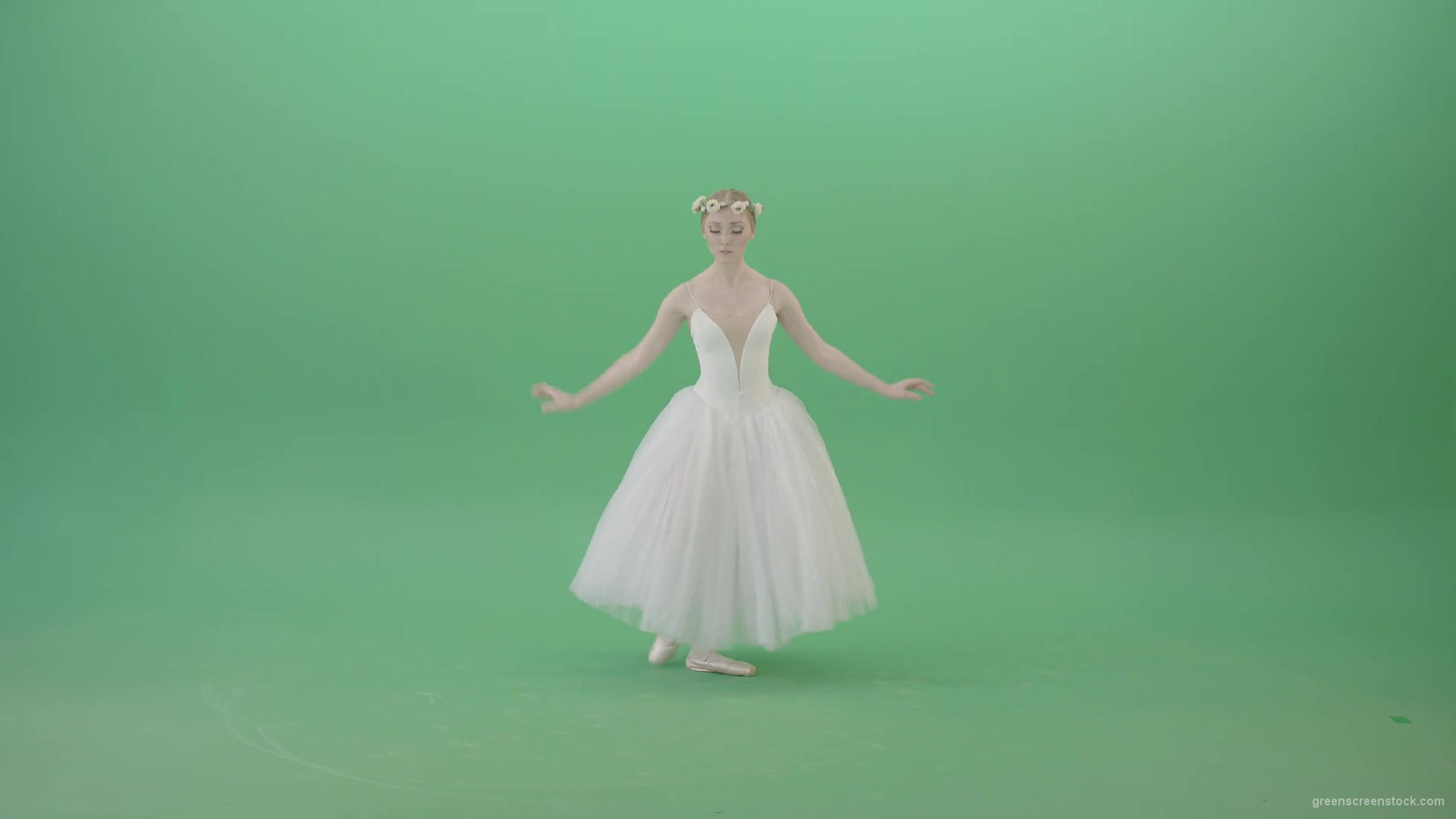 Ballet-Art-Princes-making-royal-regards-in-white-wedding-dress-isolated-on-green-screen-4K-Video-Footage-1920_002 Green Screen Stock