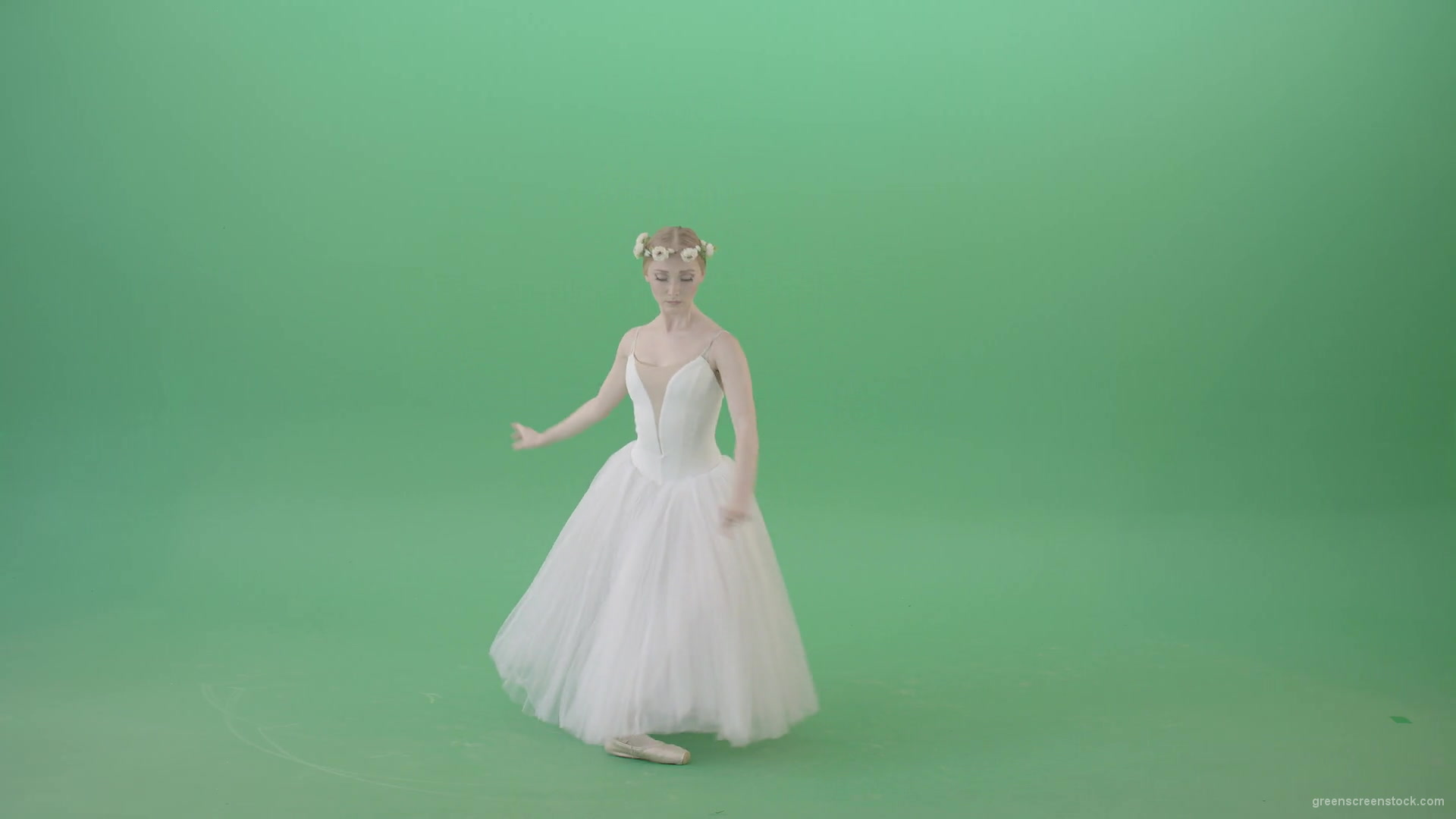 Ballet-Art-Princes-making-royal-regards-in-white-wedding-dress-isolated-on-green-screen-4K-Video-Footage-1920_006 Green Screen Stock