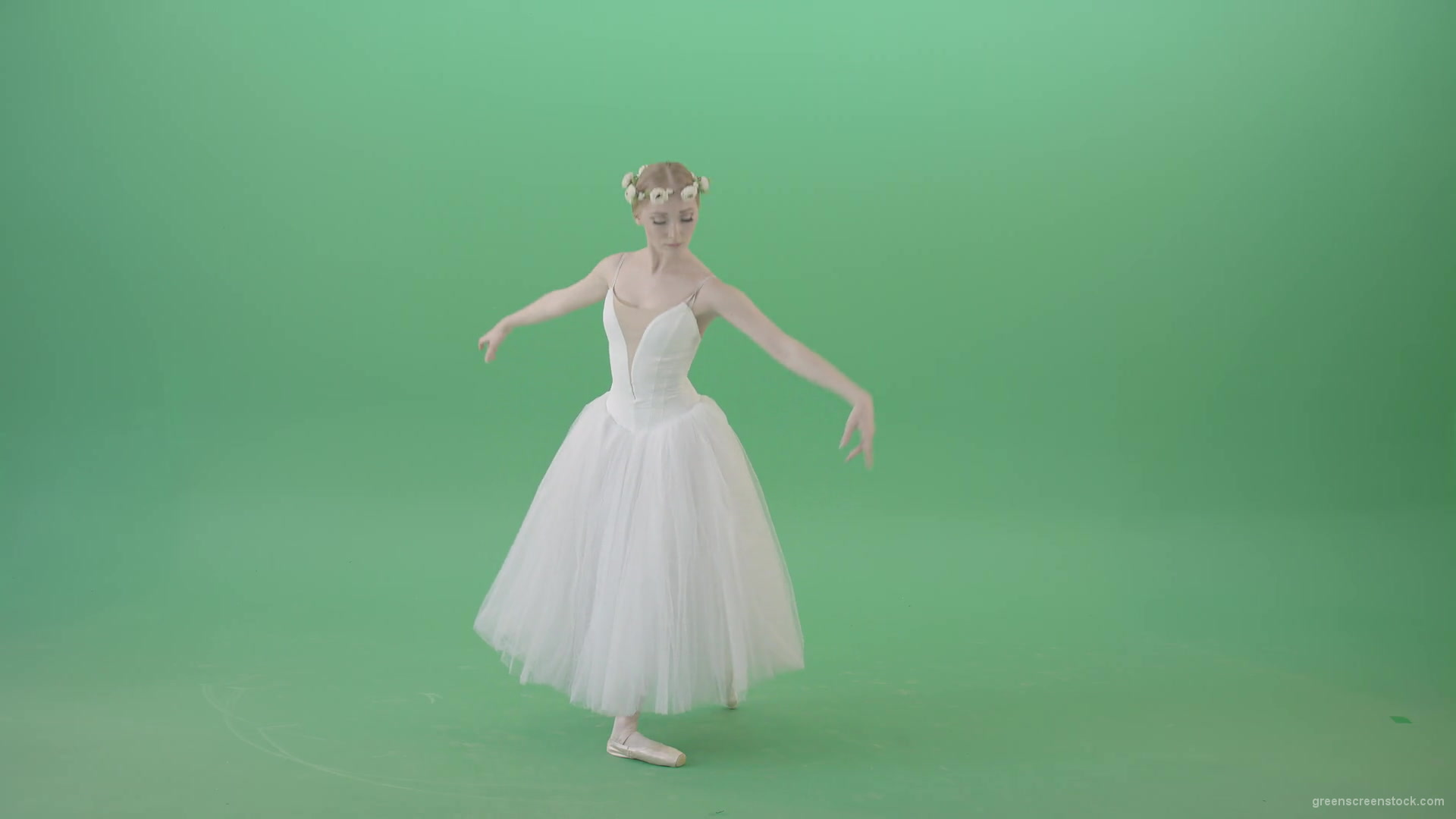 Ballet-Art-Princes-making-royal-regards-in-white-wedding-dress-isolated-on-green-screen-4K-Video-Footage-1920_009 Green Screen Stock