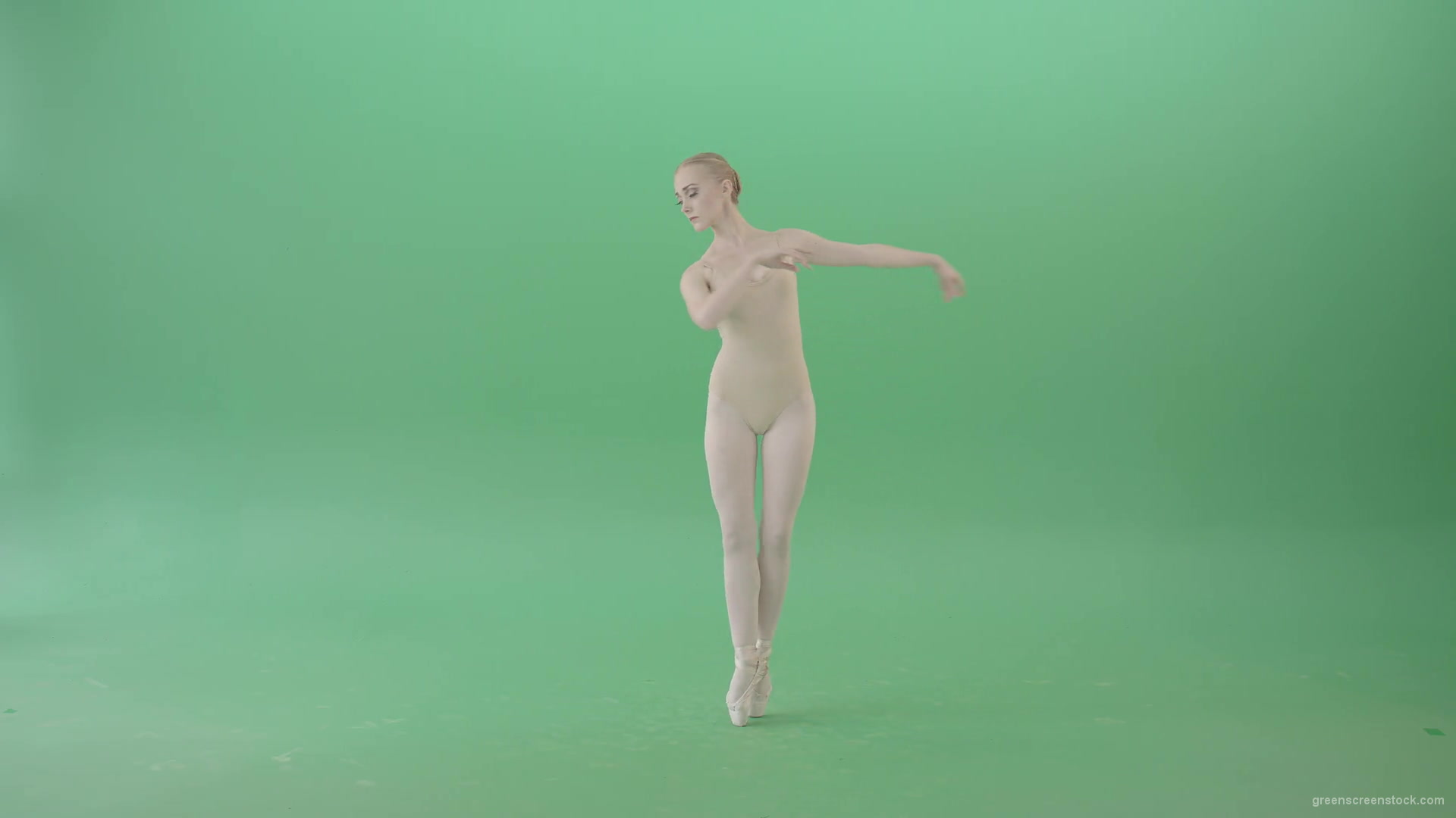 Ballet-dancer-woman-spinning-in-body-color-outfit-isolated-on-green-screen-4K-Video-Footage-1920_002 Green Screen Stock