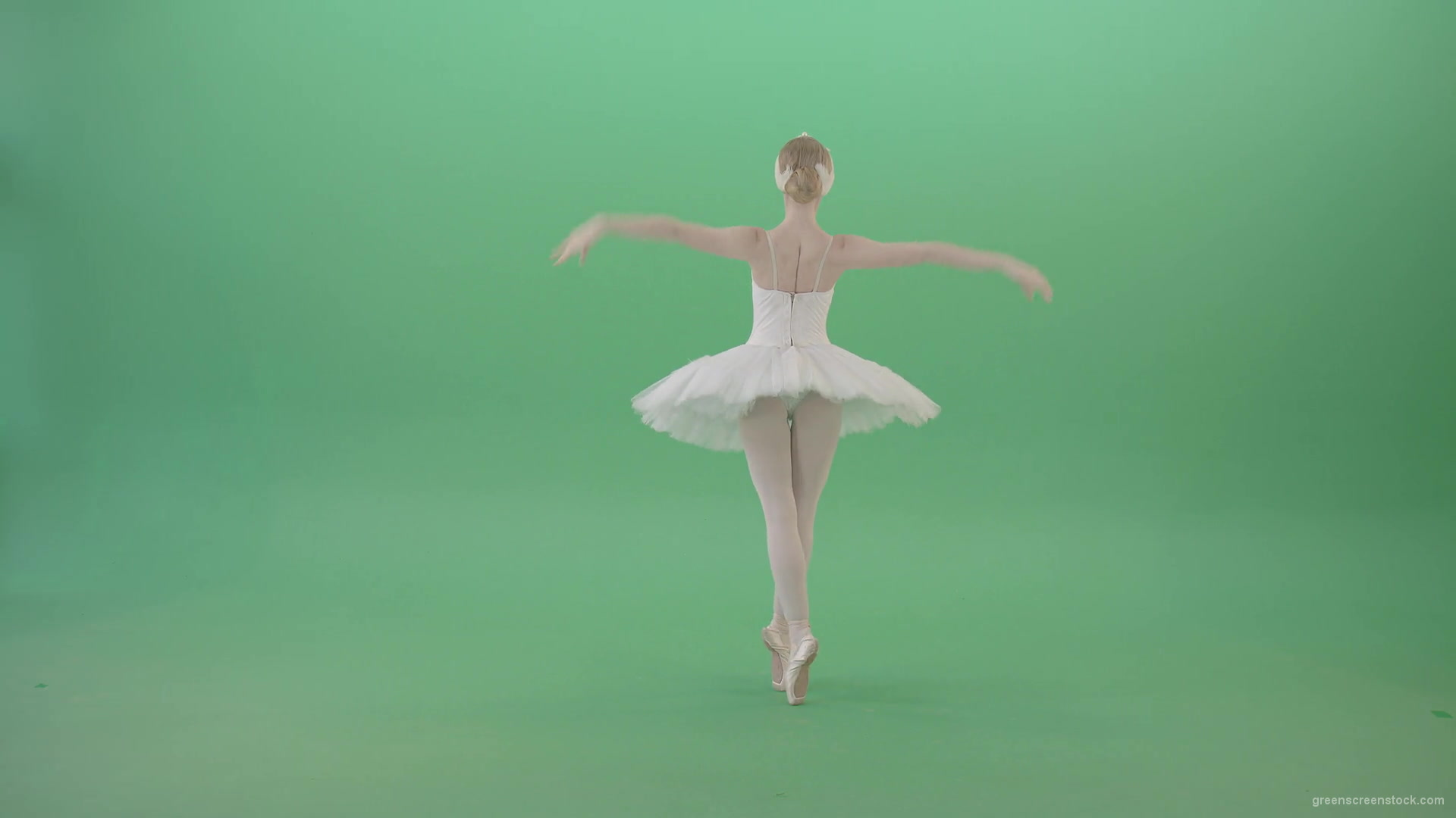 Beautiful-swan-lake-ballet-dance-ballerina-in-back-side-view-dancing-on-green-screen-4K-Video-Footage-1920_004 Green Screen Stock