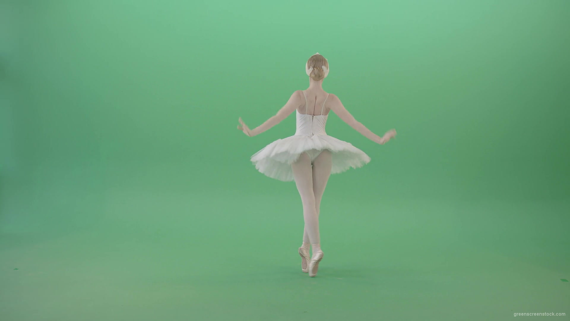Beautiful-swan-lake-ballet-dance-ballerina-in-back-side-view-dancing-on-green-screen-4K-Video-Footage-1920_005 Green Screen Stock